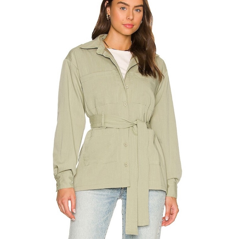 NWT Lovers + Friends Linen Jacket Belted Shacket Size Large